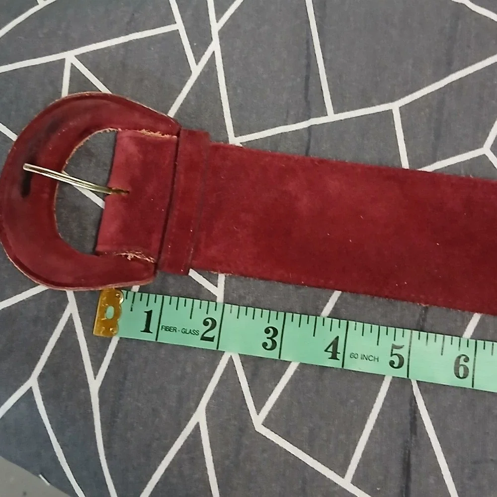 VTG 90s Talbots Burgundy Genuine Suede Wide Waist Belt Made in USA Vintage Med